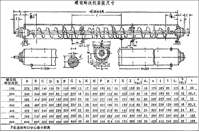 水平管式螺旋輸送機圖紙